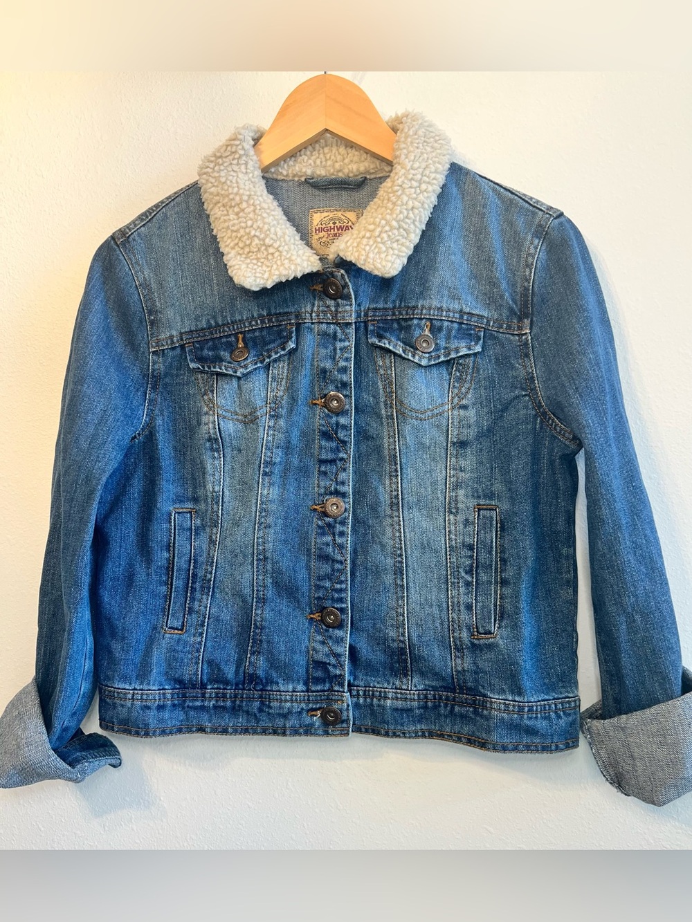 Highway Jeans Kids Sherpa Collar Denim Jacket - Youth Large